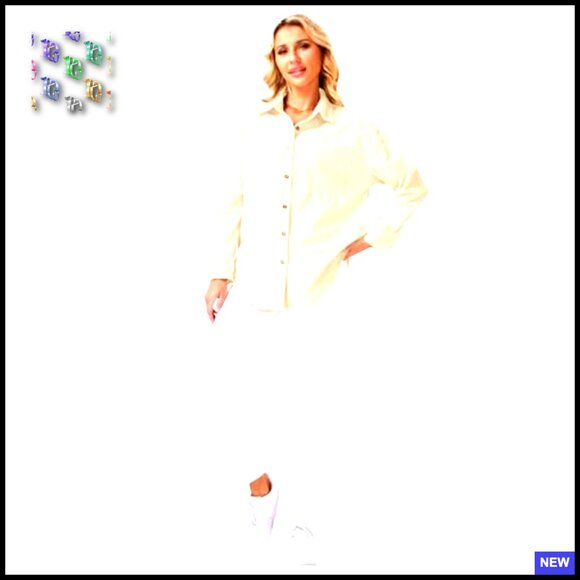 Corduroy Button Down Shirt Oversized Shacket Casual Chic Fall Winter Blouse - Picture 5 of 7